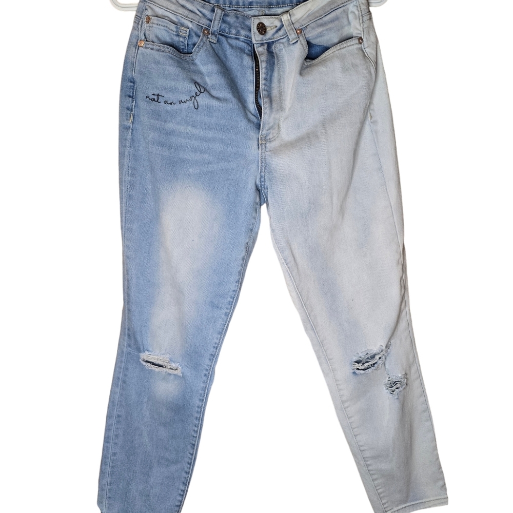 Gemma Rae Skinny Stretch Ankle Jeans Distressed Lightwash ombre size 5